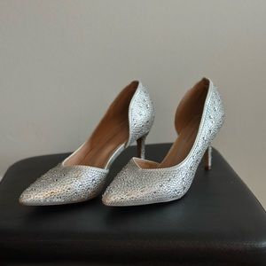 Women’s Lauren Lorraine silver heels, 3”, heels with sequins
